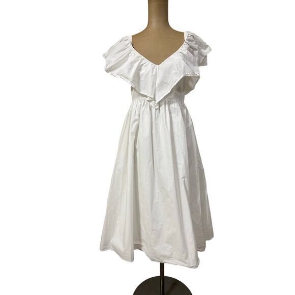 Adam Lippes Midi Dress White Cotton - Picture 3 of 8